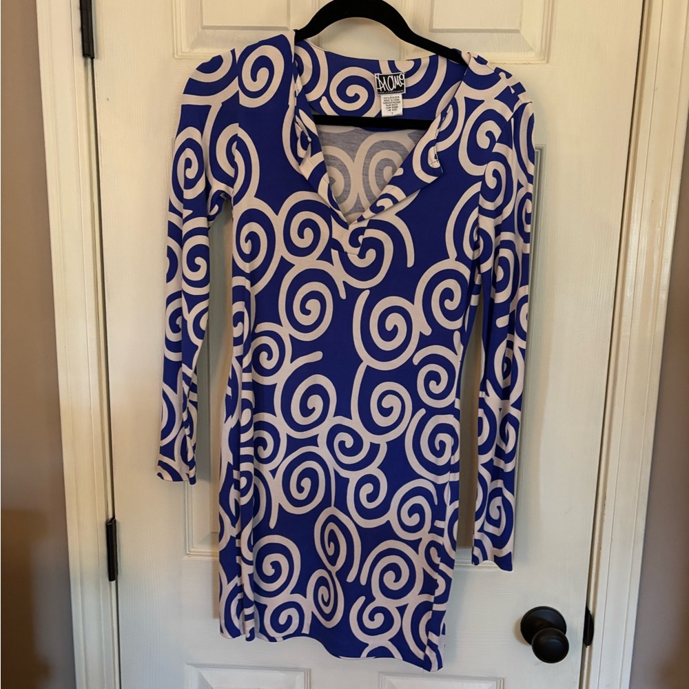 Blue and White Swirl Pattern Dress